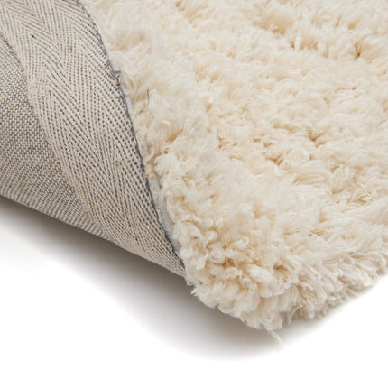 Rond Hoogpolig Vloerkleed Pilo Ivoor Wit Polyester Interieur05 - Vloerkledenloods