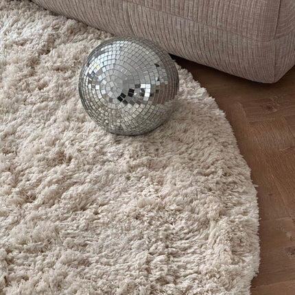 Rond Hoogpolig Vloerkleed Pilo Ivoor Wit Polyester Interieur05 - Vloerkledenloods