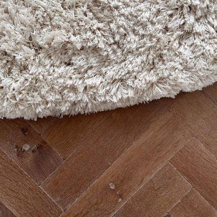Rond Hoogpolig Vloerkleed Pilo Ivoor Wit Polyester Interieur05 - Vloerkledenloods