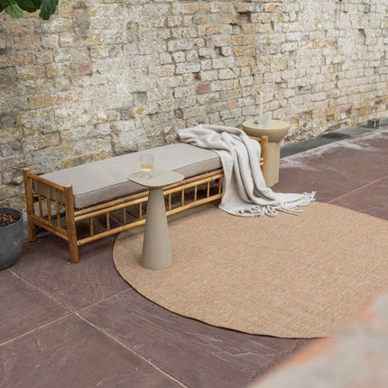 Rond Jute buitenkleed Naturel Uni - Vloerkledenloods