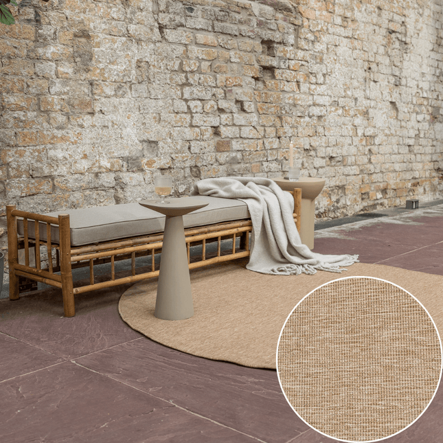 Rond Jute buitenkleed Naturel Uni - Vloerkledenloods