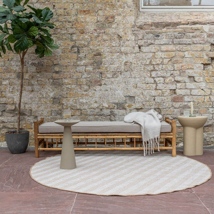 Rond Jute buitenkleed Naturel ZigZag - Vloerkledenloods