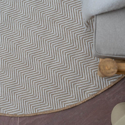 Rond Jute buitenkleed Naturel ZigZag - Vloerkledenloods