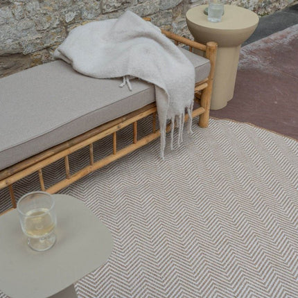 Rond Jute buitenkleed Naturel ZigZag - Vloerkledenloods