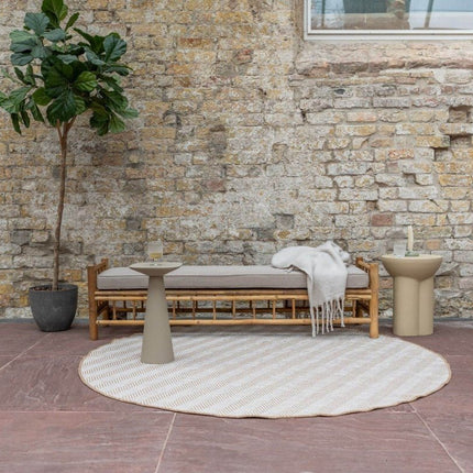 Rond Jute buitenkleed Naturel ZigZag - Vloerkledenloods