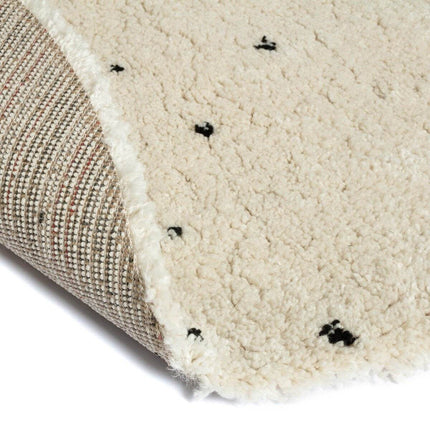 Rond Kindervloerkleed hoogpolig Cream/Zwart - Dots - Vloerkledenloods