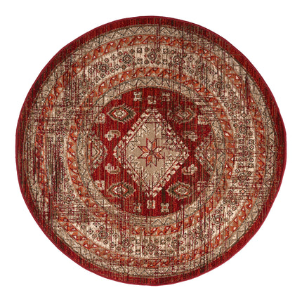 Rond Vintage Vloerkleed Aila Rood/Oranje