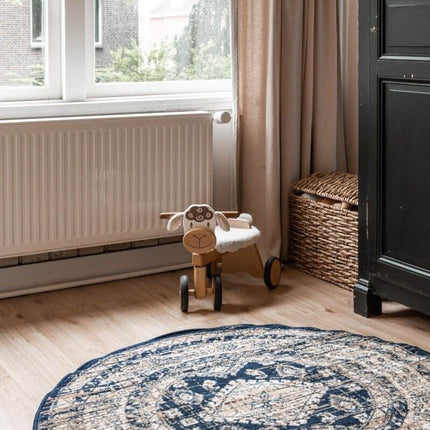 Rond Vintage Vloerkleed Aila Blauw - Vloerkledenloods