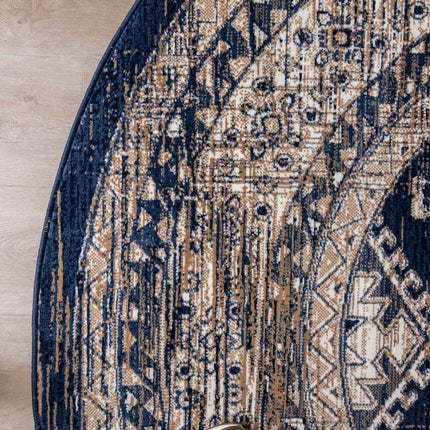 Rond Vintage Vloerkleed Aila Blauw - Vloerkledenloods
