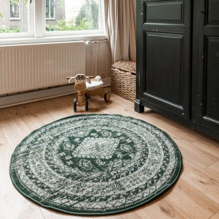Rond Vintage Vloerkleed Aila Groen - Vloerkledenloods