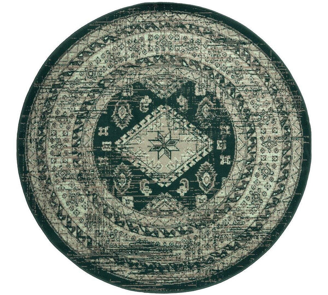 Rond Vintage Vloerkleed Aila Groen - Vloerkledenloods