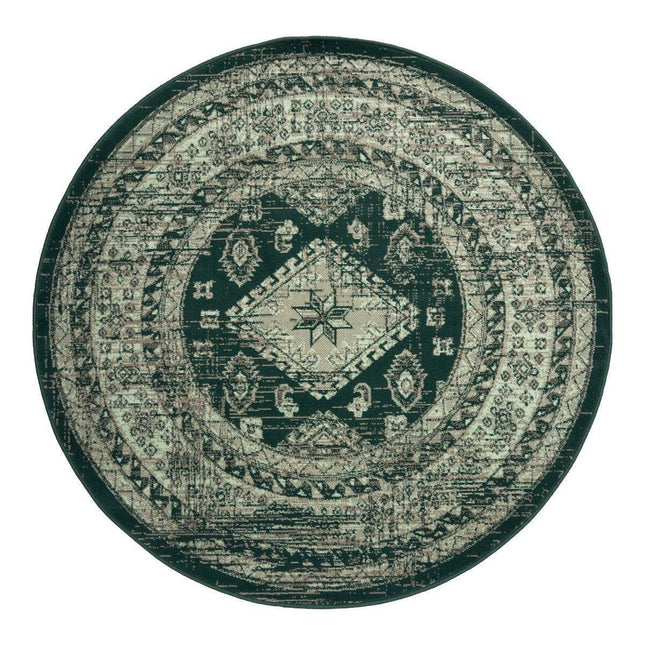 Rond Vintage Vloerkleed Aila Groen - Vloerkledenloods