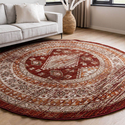 Rond Vintage Vloerkleed Aila Rood/Oranje - Vloerkledenloods