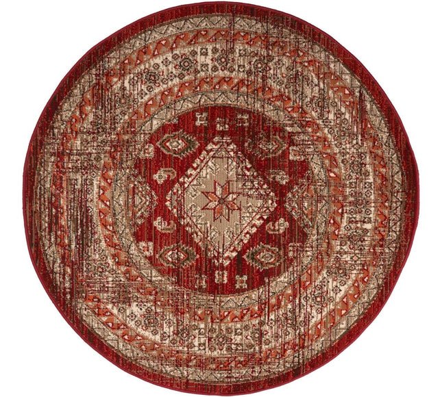 Rond Vintage Vloerkleed Aila Rood/Oranje - Vloerkledenloods