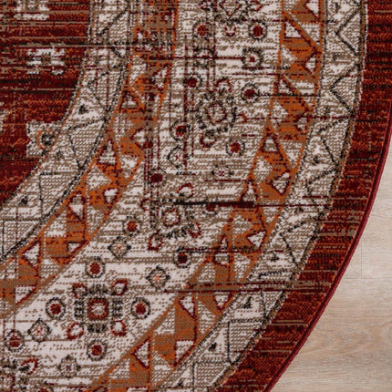 Rond Vintage Vloerkleed Aila Rood/Oranje - Vloerkledenloods