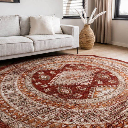 Rond Vintage Vloerkleed Aila Rood/Oranje - Vloerkledenloods