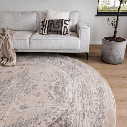 Rond vintage Vloerkleed Aila Zand/Beige - Vloerkledenloods