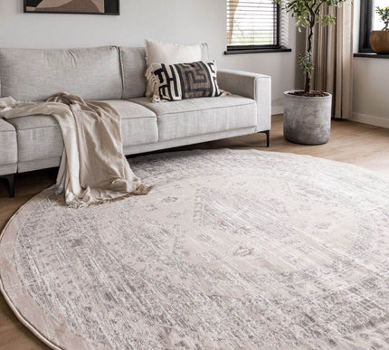 Rond vintage Vloerkleed Aila Zand/Beige - Vloerkledenloods