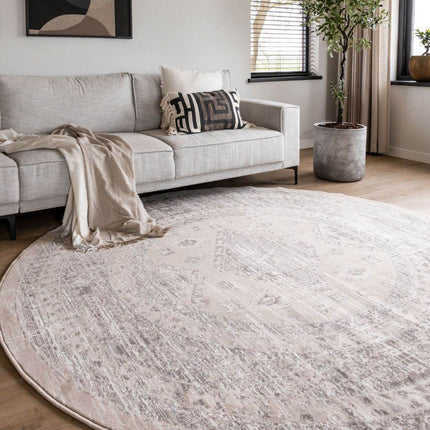 Rond vintage Vloerkleed Aila Zand/Beige - Vloerkledenloods