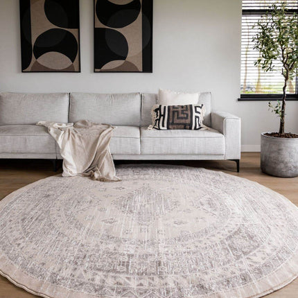 Rond vintage Vloerkleed Aila Zand/Beige - Vloerkledenloods