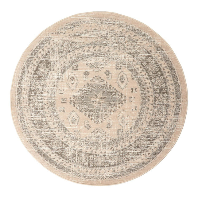 Rond vintage Vloerkleed Aila Zand/Beige - Vloerkledenloods