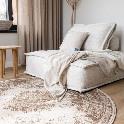 Rond Vintage Vloerkleed Keshan Bruin/Beige - Vloerkledenloods