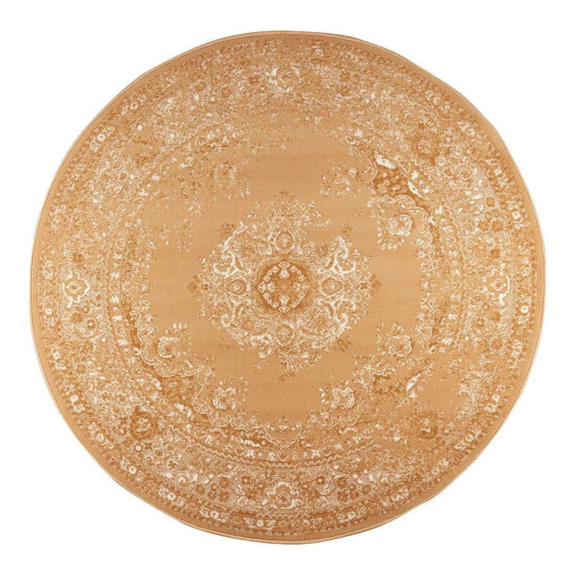 Rond Vintage Vloerkleed Keshan Cognac/Bruin - Vloerkledenloods
