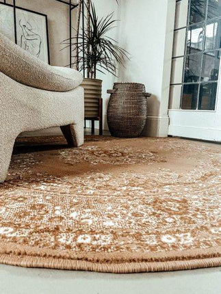 Rond Vintage Vloerkleed Keshan Cognac/Bruin - Vloerkledenloods
