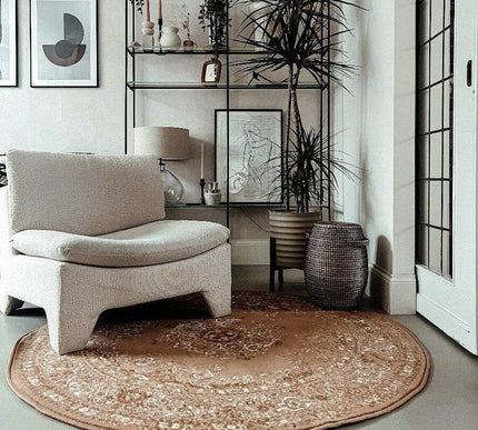 Rond Vintage Vloerkleed Keshan Cognac/Bruin - Vloerkledenloods