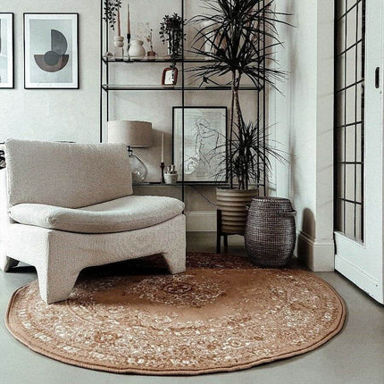 Rond Vintage Vloerkleed Keshan Cognac/Bruin - Vloerkledenloods