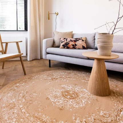 Rond Vintage Vloerkleed Keshan Cognac/Bruin - Vloerkledenloods