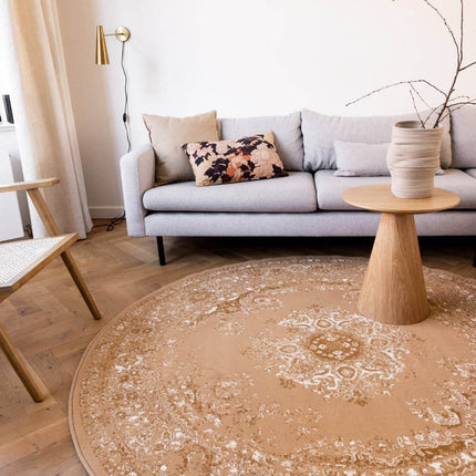Rond Vintage Vloerkleed Keshan Cognac/Bruin - Vloerkledenloods