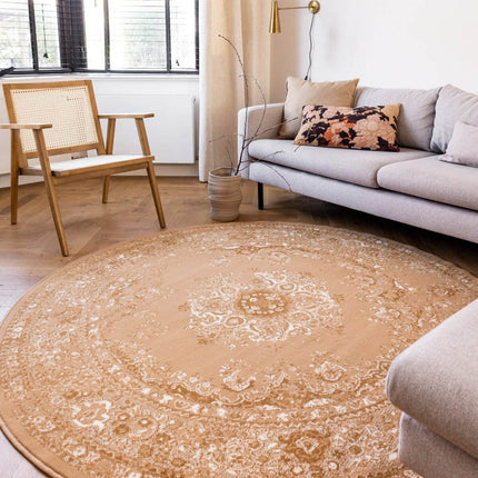 Rond Vintage Vloerkleed Keshan Cognac/Bruin - Vloerkledenloods