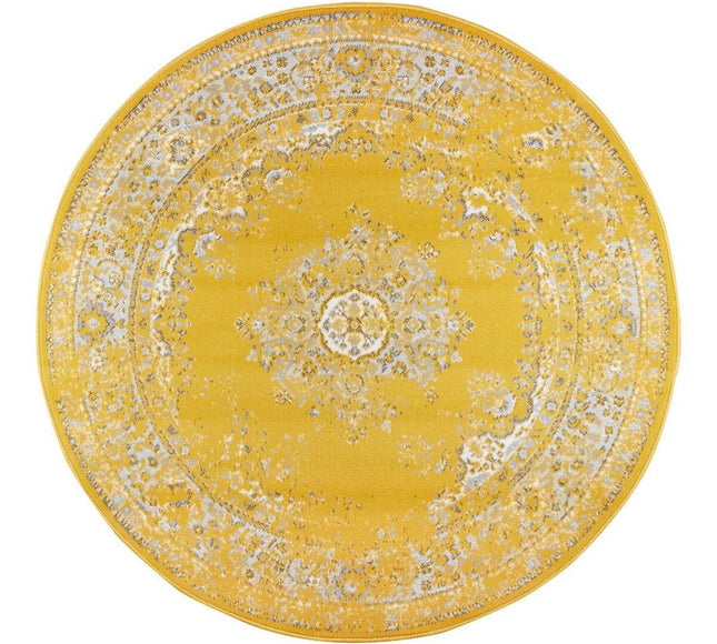 Rond Vintage Vloerkleed Keshan Geel - Vloerkledenloods