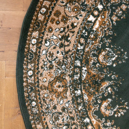 Rond Vintage Vloerkleed Keshan Groen - Vloerkledenloods