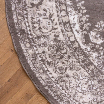 Rond Vintage Vloerkleed Keshan Taupe/Bruin - Vloerkledenloods