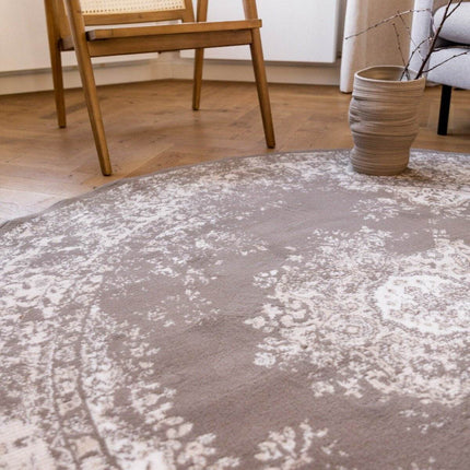Rond Vintage Vloerkleed Keshan Taupe/Bruin - Vloerkledenloods