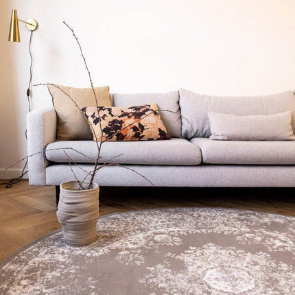 Rond Vintage Vloerkleed Keshan Taupe/Bruin - Vloerkledenloods