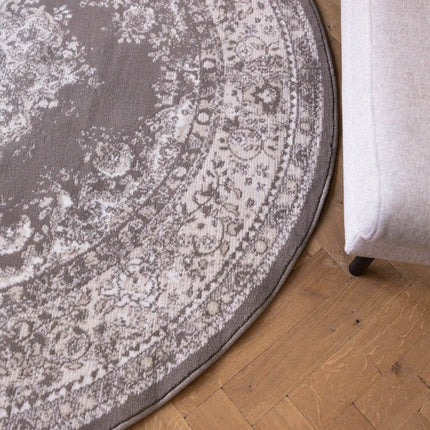 Rond Vintage Vloerkleed Keshan Taupe/Bruin - Vloerkledenloods