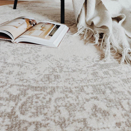 Rond Vintage Vloerkleed Keshan Zand/Beige - Vloerkledenloods