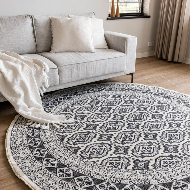 Rond vintage vloerkleed Marad Grijs/Antraciet Interieur05 - Vloerkledenloods