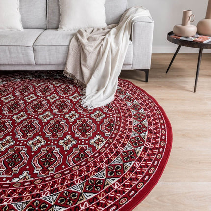 Rond vintage vloerkleed Marad Rood Interieur 05 - Vloerkledenloods