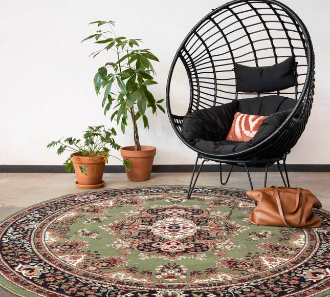 Rond Vintage vloerkleed Nain Perzisch Groen - Vloerkledenloods