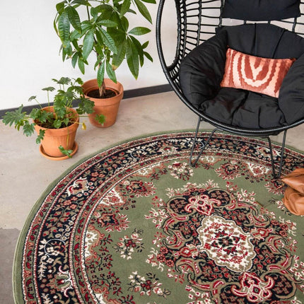 Rond Vintage vloerkleed Nain Perzisch Groen - Vloerkledenloods