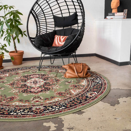 Rond Vintage vloerkleed Nain Perzisch Groen - Vloerkledenloods