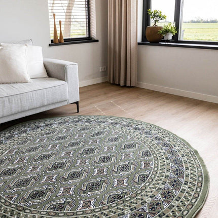 Rond Vintage Vloerkleed Rond Marad Groen Interieur05 - Vloerkledenloods