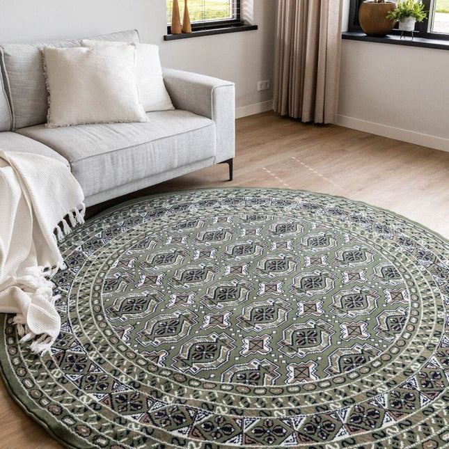 Rond Vintage Vloerkleed Rond Marad Groen Interieur05 - Vloerkledenloods
