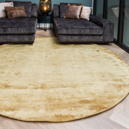 Rond Vloerkleed Felva Viscose Silk Goud - Vloerkledenloods