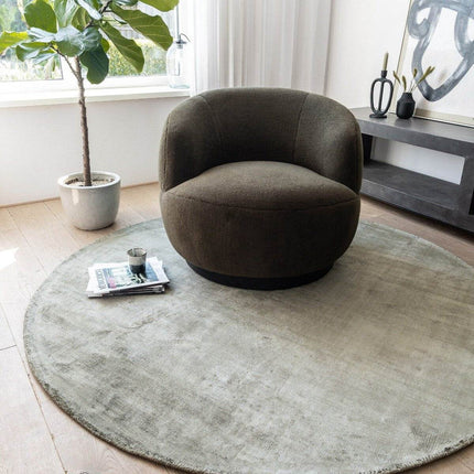 Rond Vloerkleed Felva Viscose Silk Groen - Vloerkledenloods