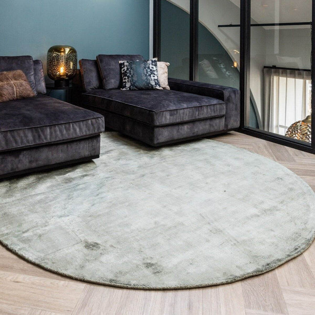 Rond Vloerkleed Felva Viscose Silk Groen - Vloerkledenloods